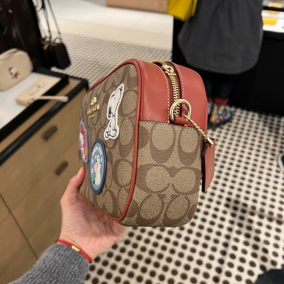 Coach X Peanuts Jamie Camera Bag Signature Canvas Patches Crossbody ~NWT~ CF304 - Picture 3 of 6